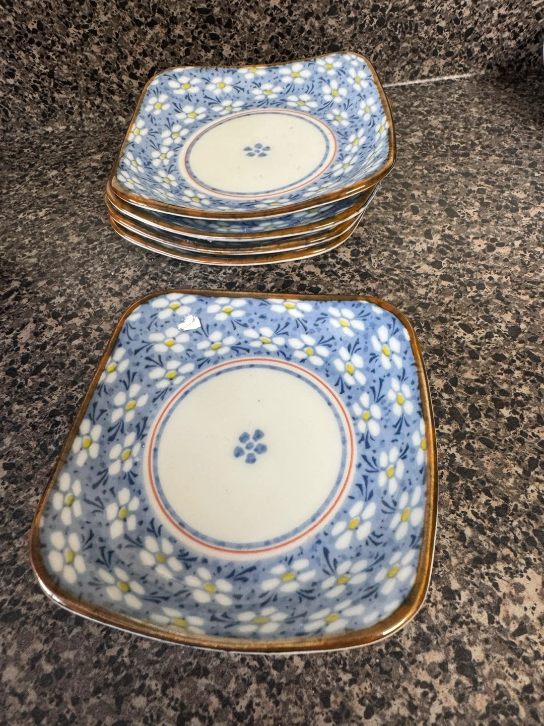 Set of 5 Small Square Japanese Style Plates