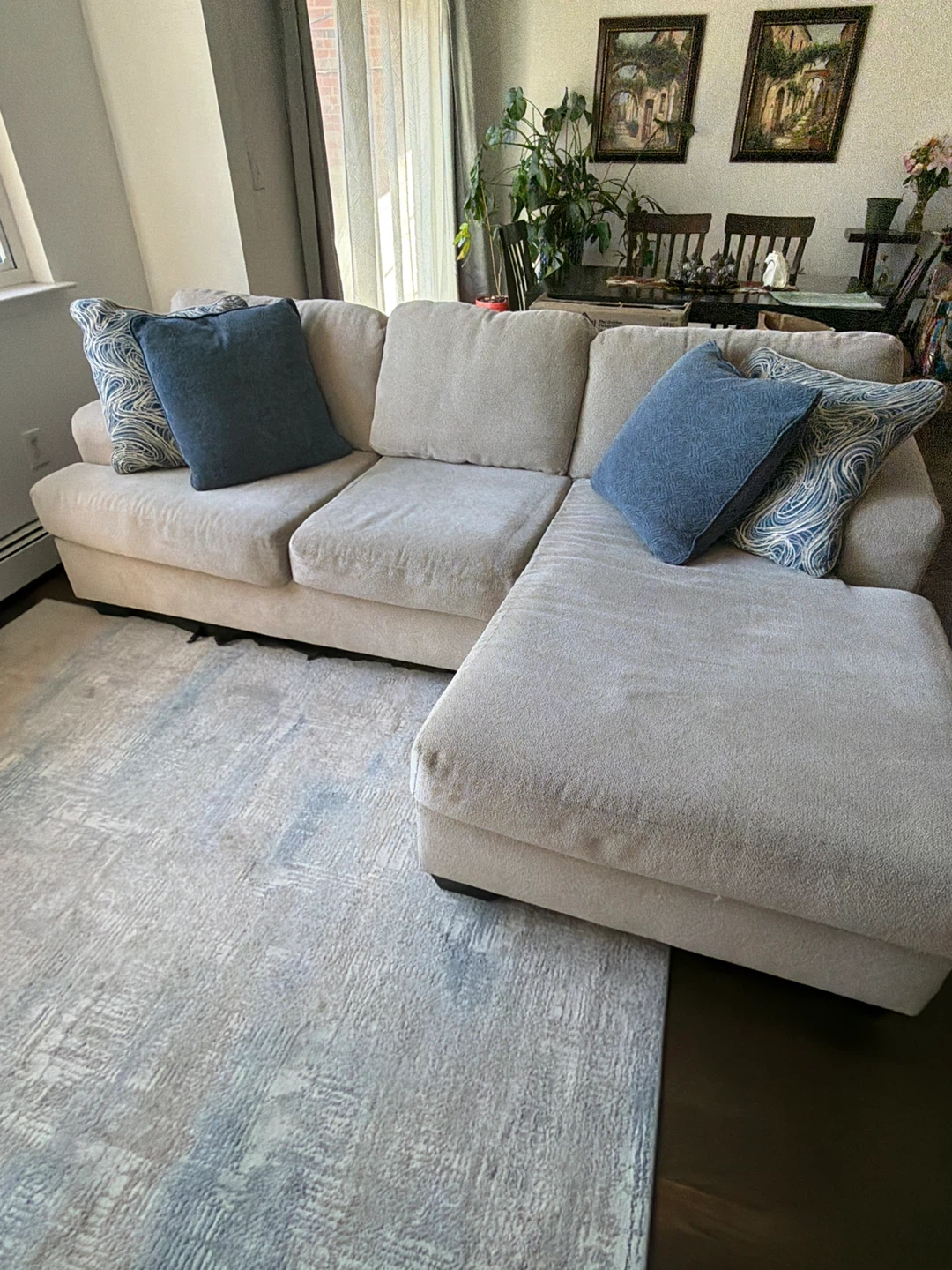 Cozy beige L-shaped sectional for sale