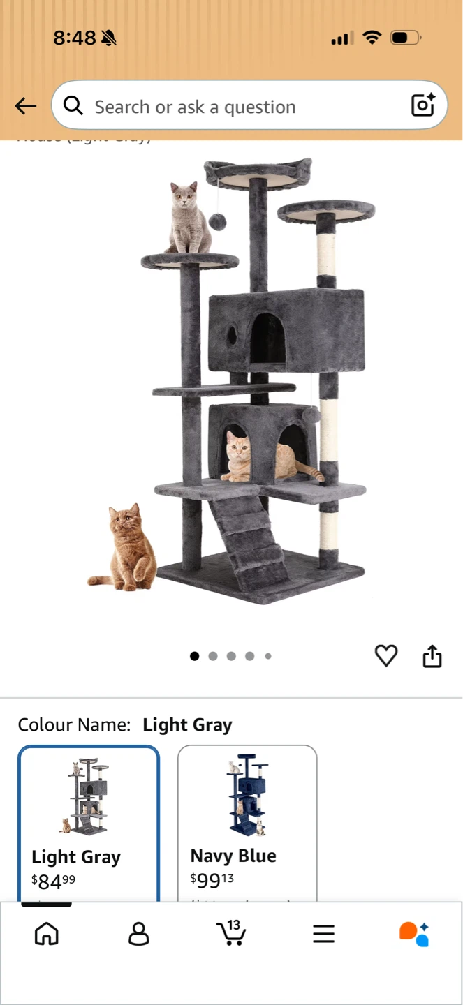 Grey Cat Tree with Multiple Levels and Perches - photo 4