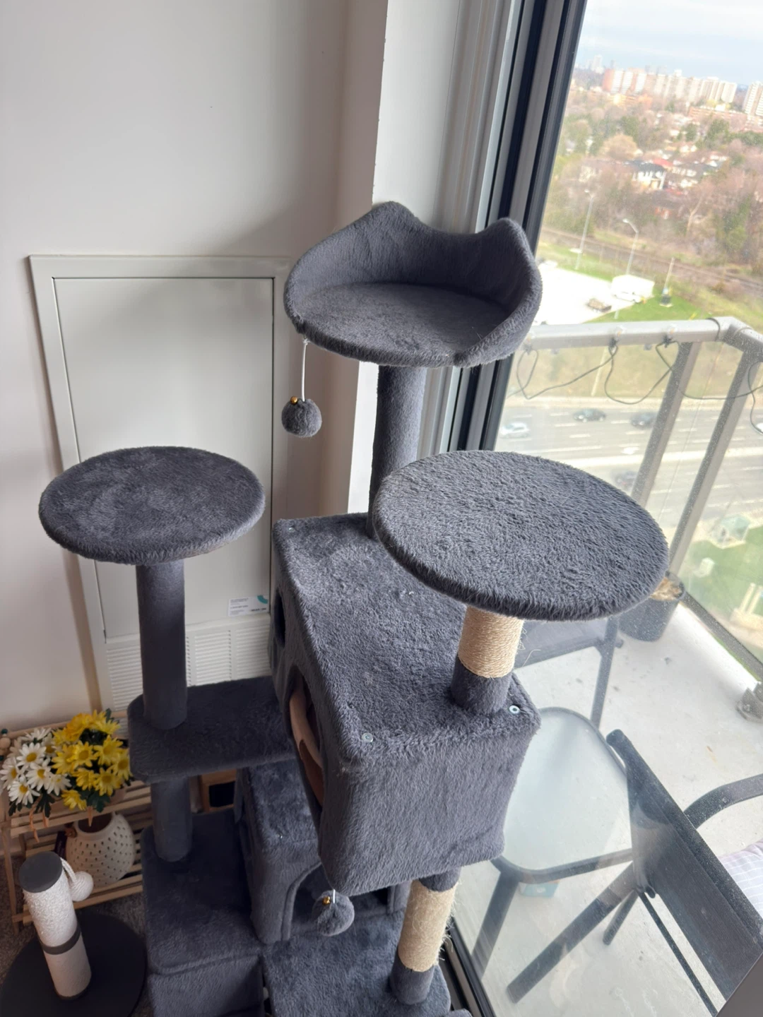 Grey Cat Tree with Multiple Levels and Perches - photo 3