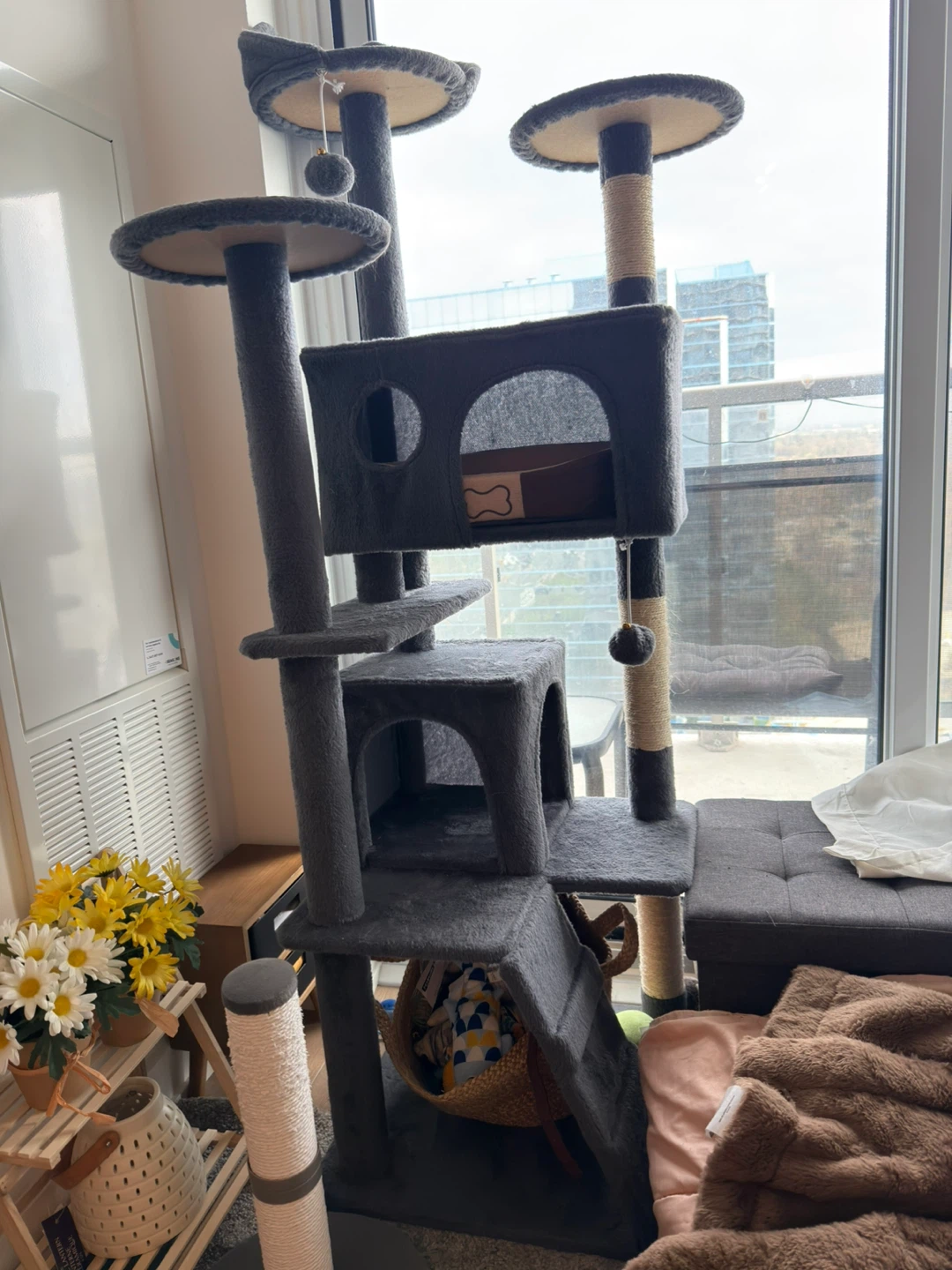 Grey Cat Tree with Multiple Levels and Perches - photo 2