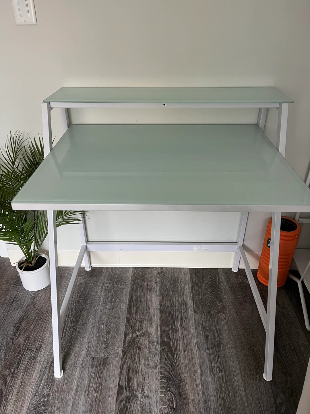 White Frame Glass Top Desk