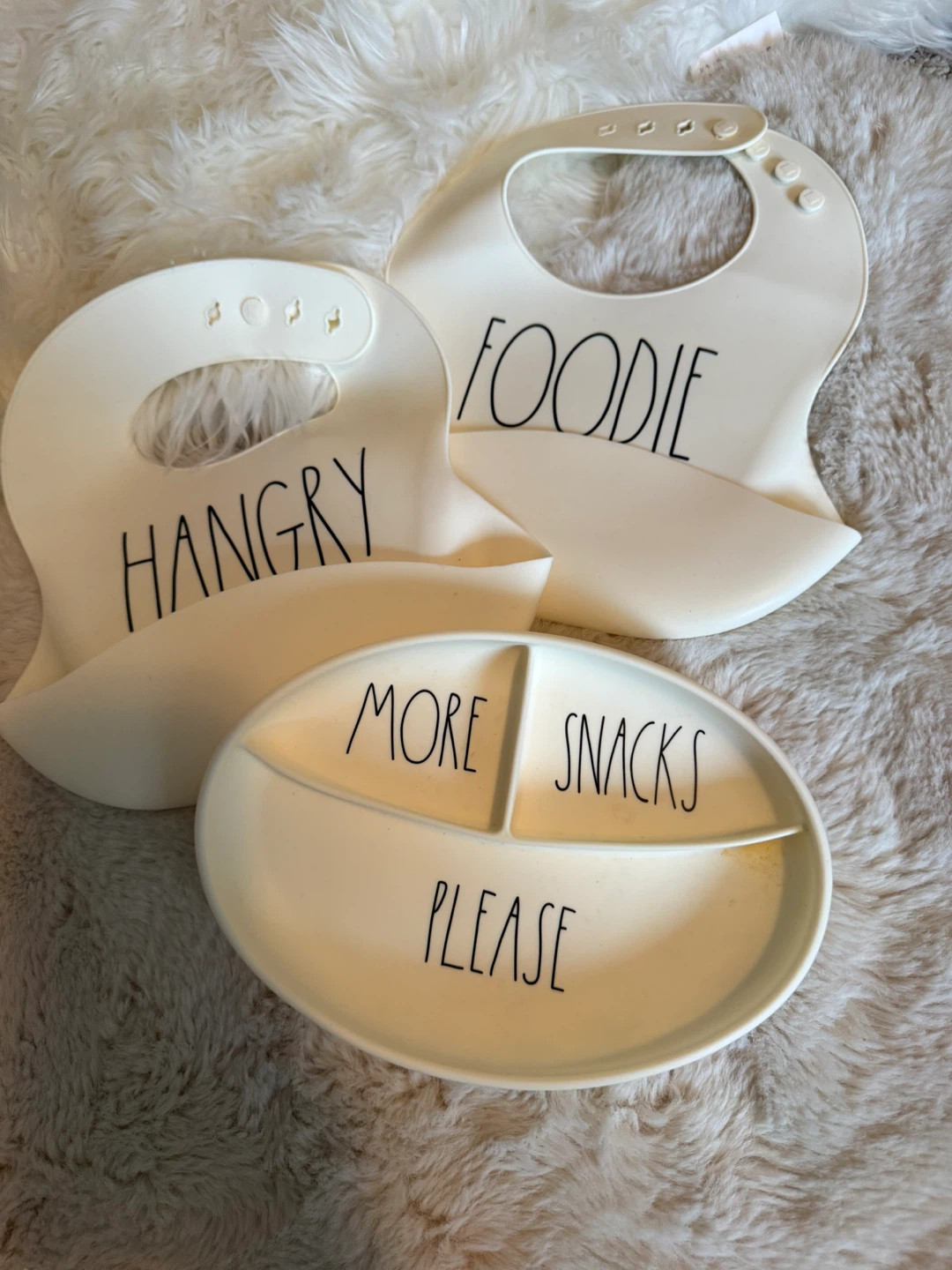 Rae Dunn Baby Bibs & Plate Set