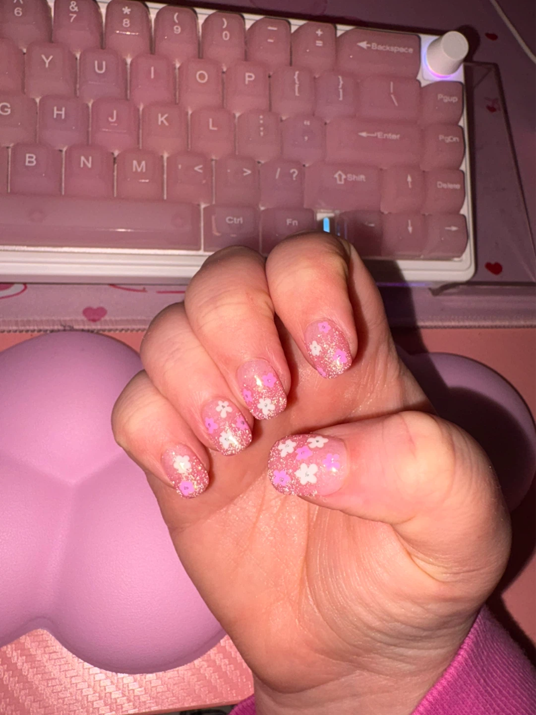 Pink Floral Press-On Nails - photo 2