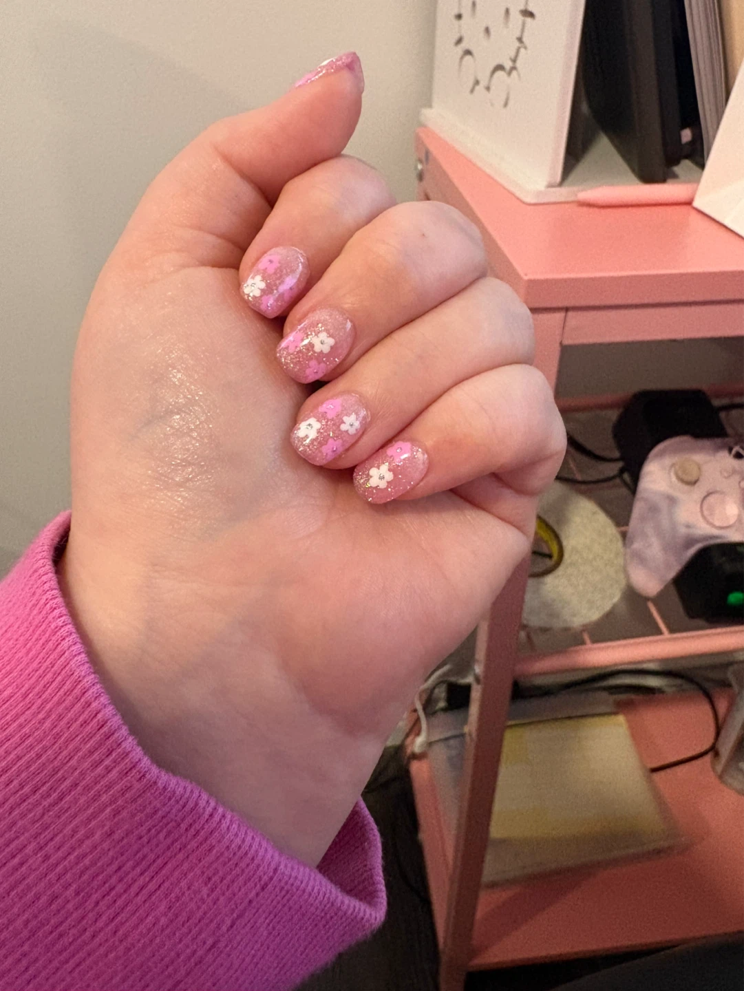 Pink Floral Press-On Nails - photo 3