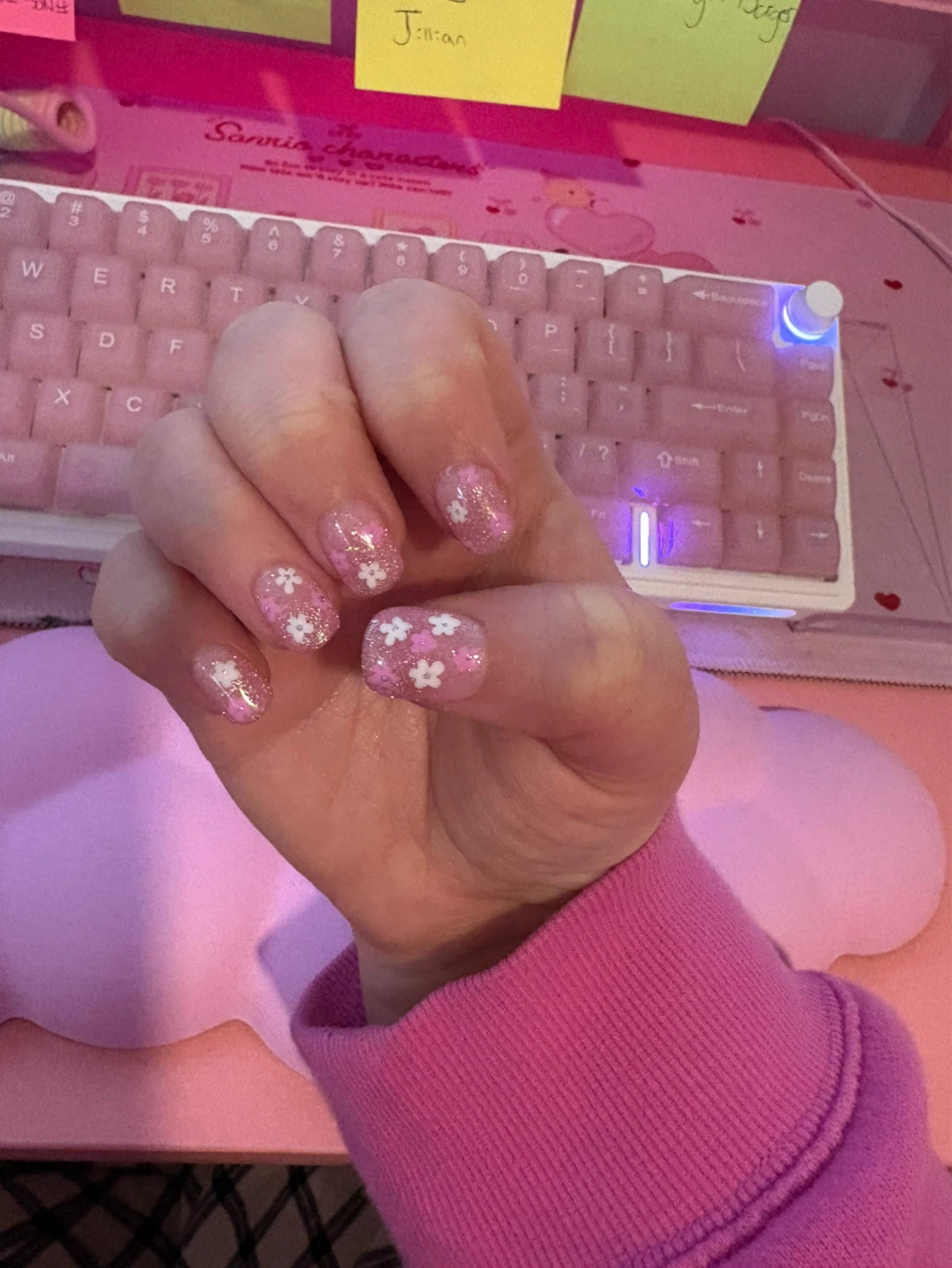 Pink Floral Press-On Nails