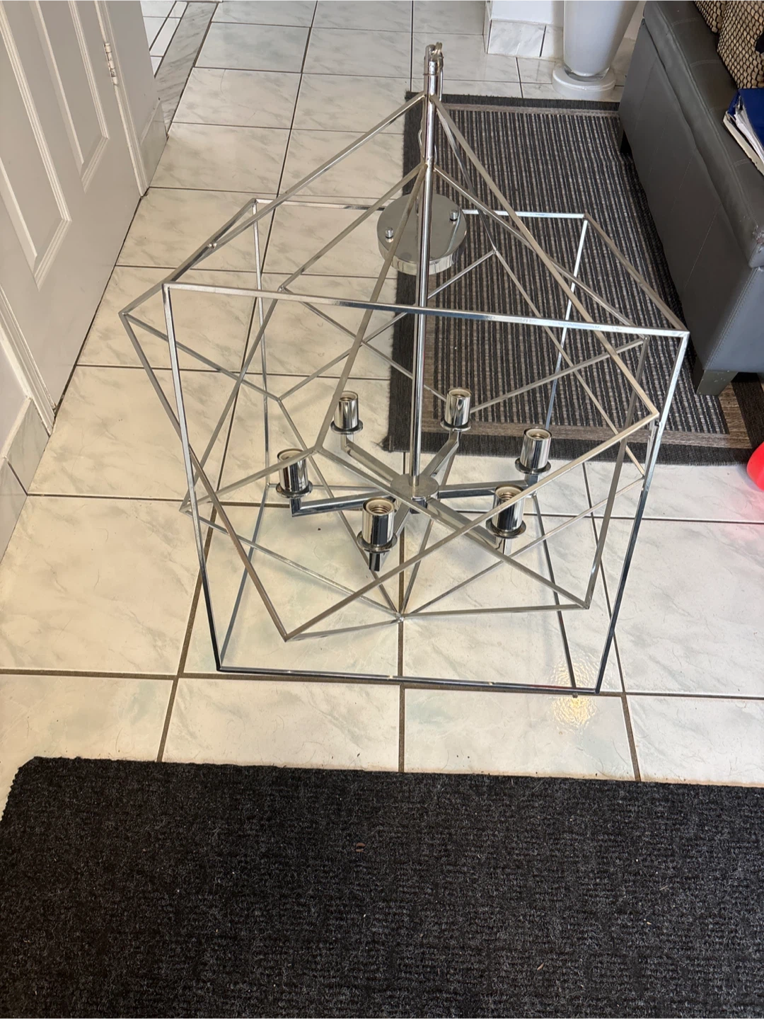 Geometric Chrome Chandelier