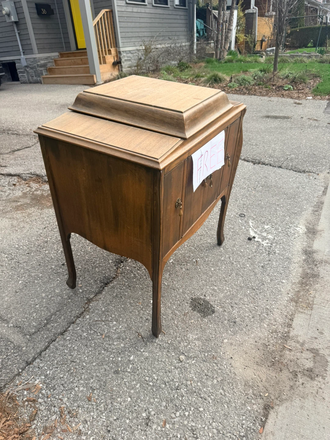 Antique Wooden Cabinet with Mirrored Top