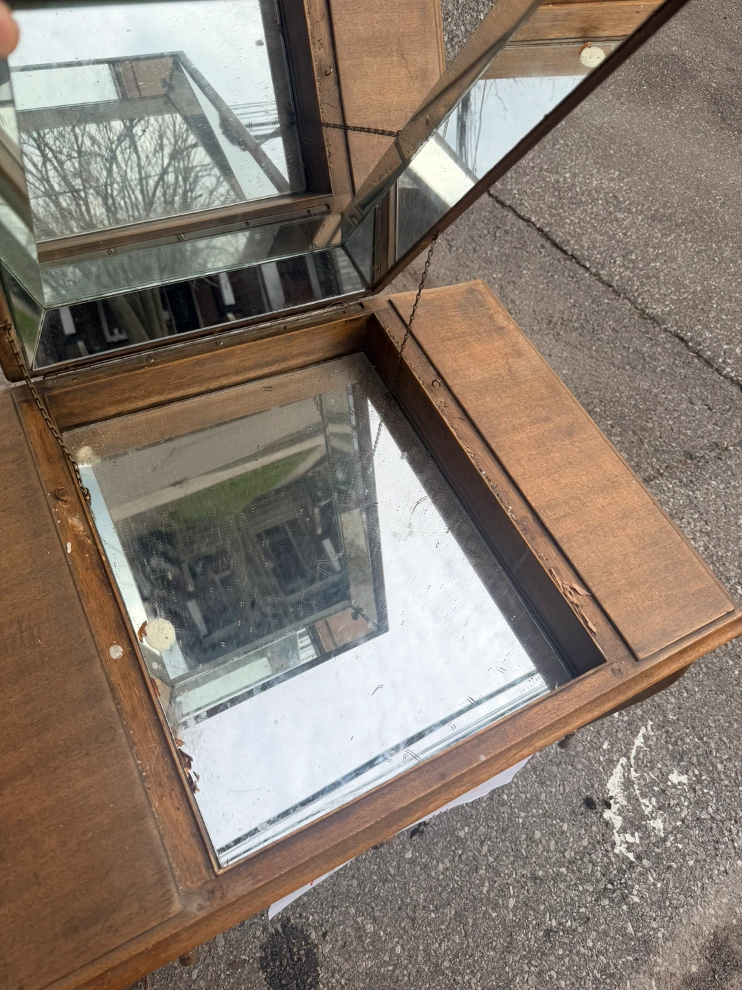 Antique Wooden Cabinet with Mirrored Top - photo 5