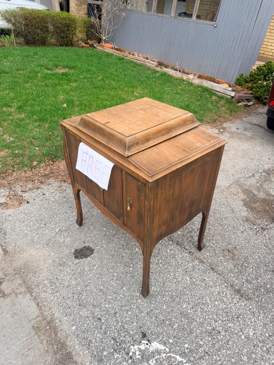 Antique Wooden Cabinet with Mirrored Top - photo 2
