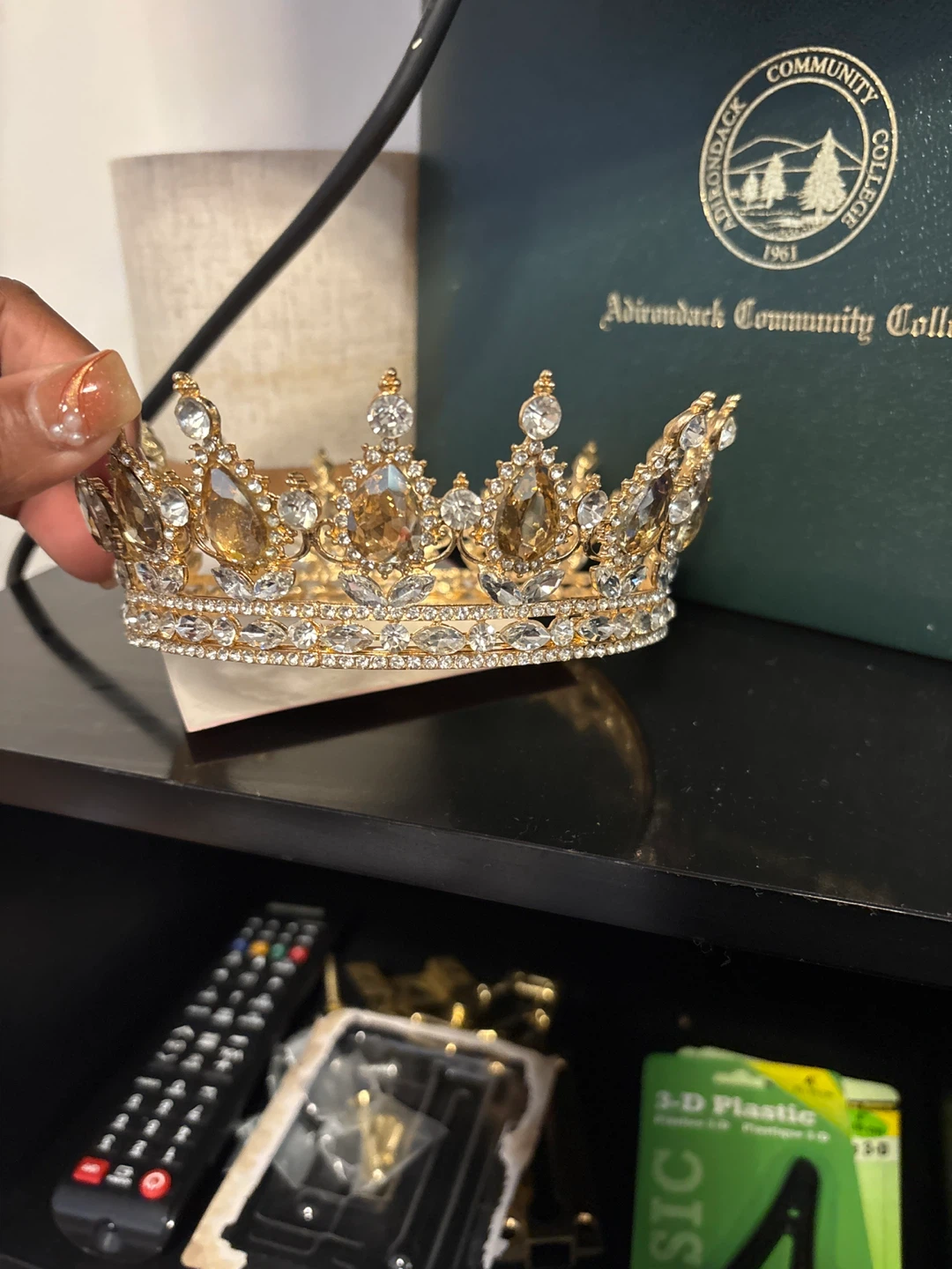 Gold Rhinestone Tiara Crown