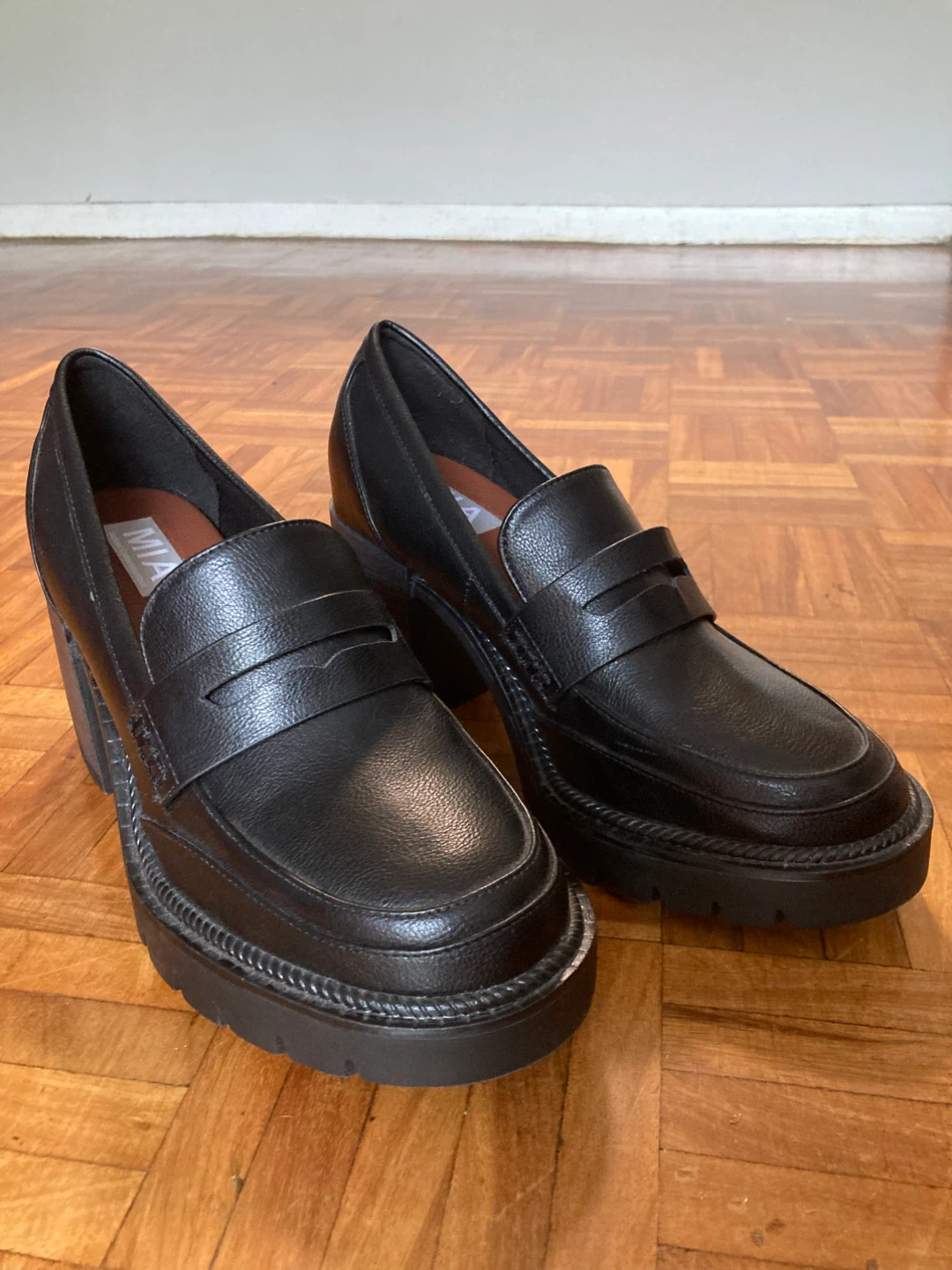 MIA Black Penny Loafer Block Heels (Women’s size 9)