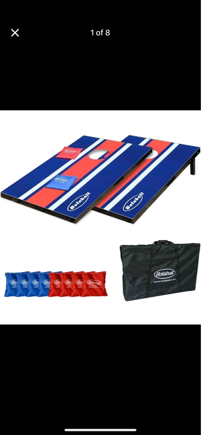 Bolaball Cornhole Set with 8 Bean Bags and Travel Bag