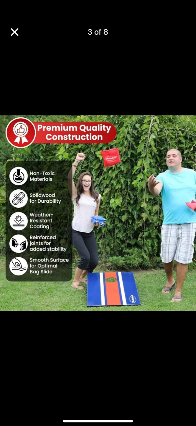 Bolaball Cornhole Set with 8 Bean Bags and Travel Bag - photo 3
