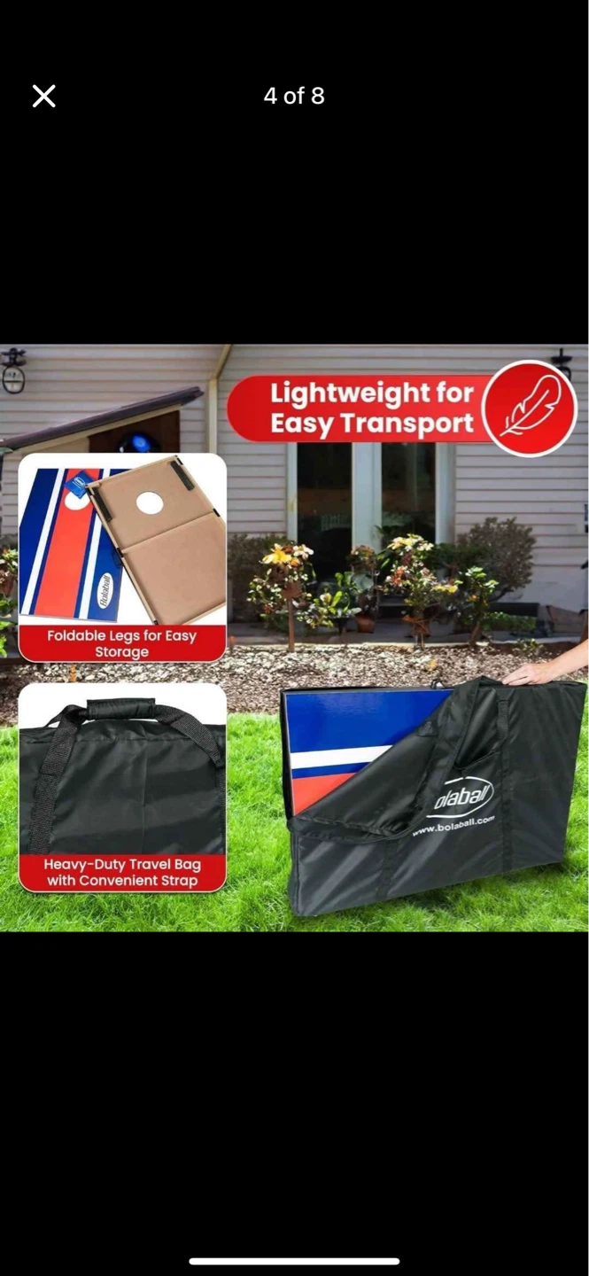 Bolaball Cornhole Set with 8 Bean Bags and Travel Bag - photo 4