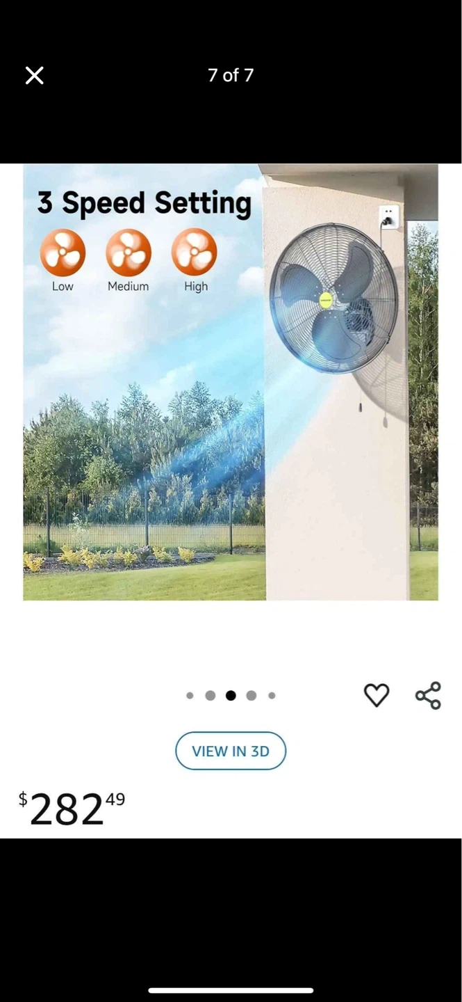 YAGKRI Wall Mount Fan - 3 Speed - photo 2