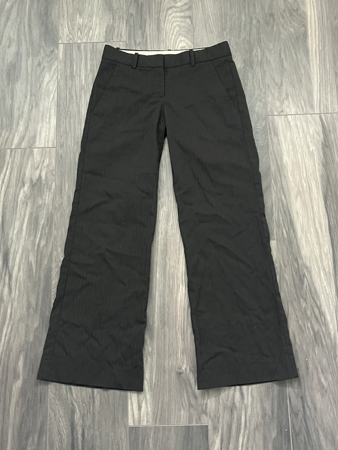 Virgin Wool Low-Waisted Wide Leg Theory Black Trousers | Women - photo 3