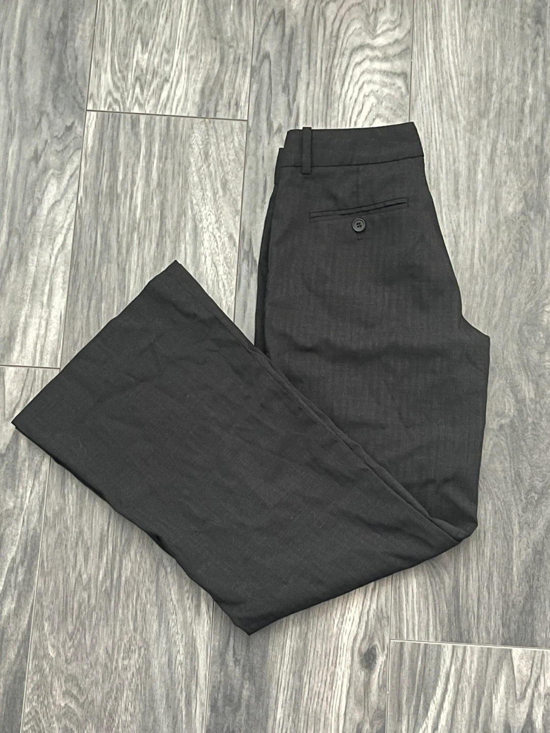 Virgin Wool Low-Waisted Wide Leg Theory Black Trousers | Women