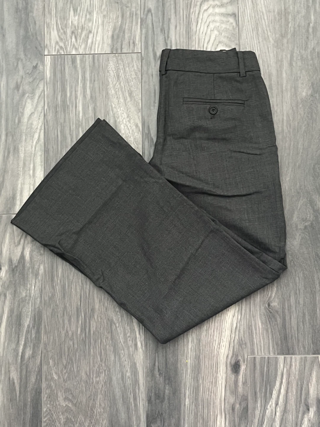 Wool Low-Waisted Wide Leg Theory Dark Grey Trousers | Women