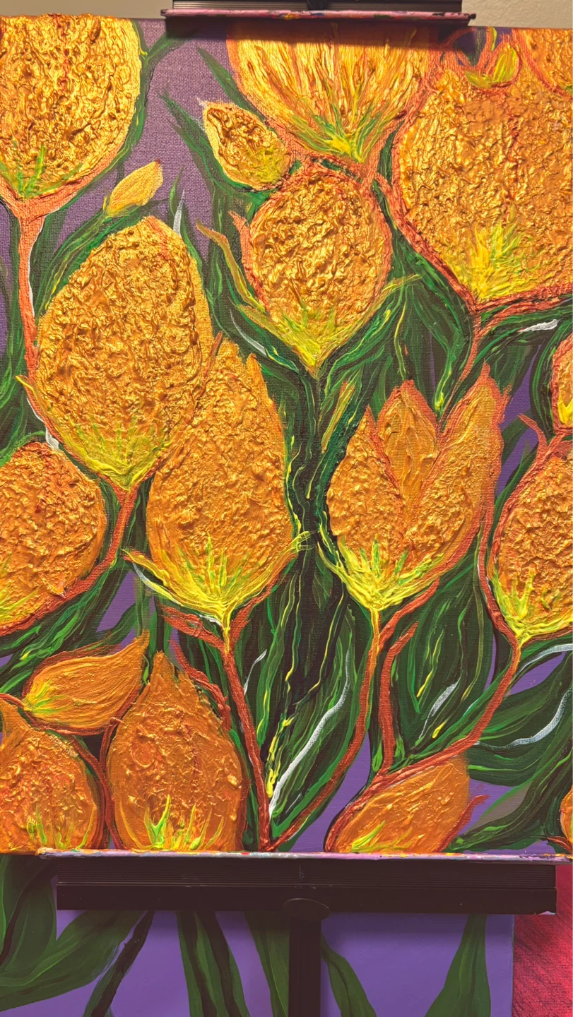 Textured Floral Canvas original Artwork - photo 4