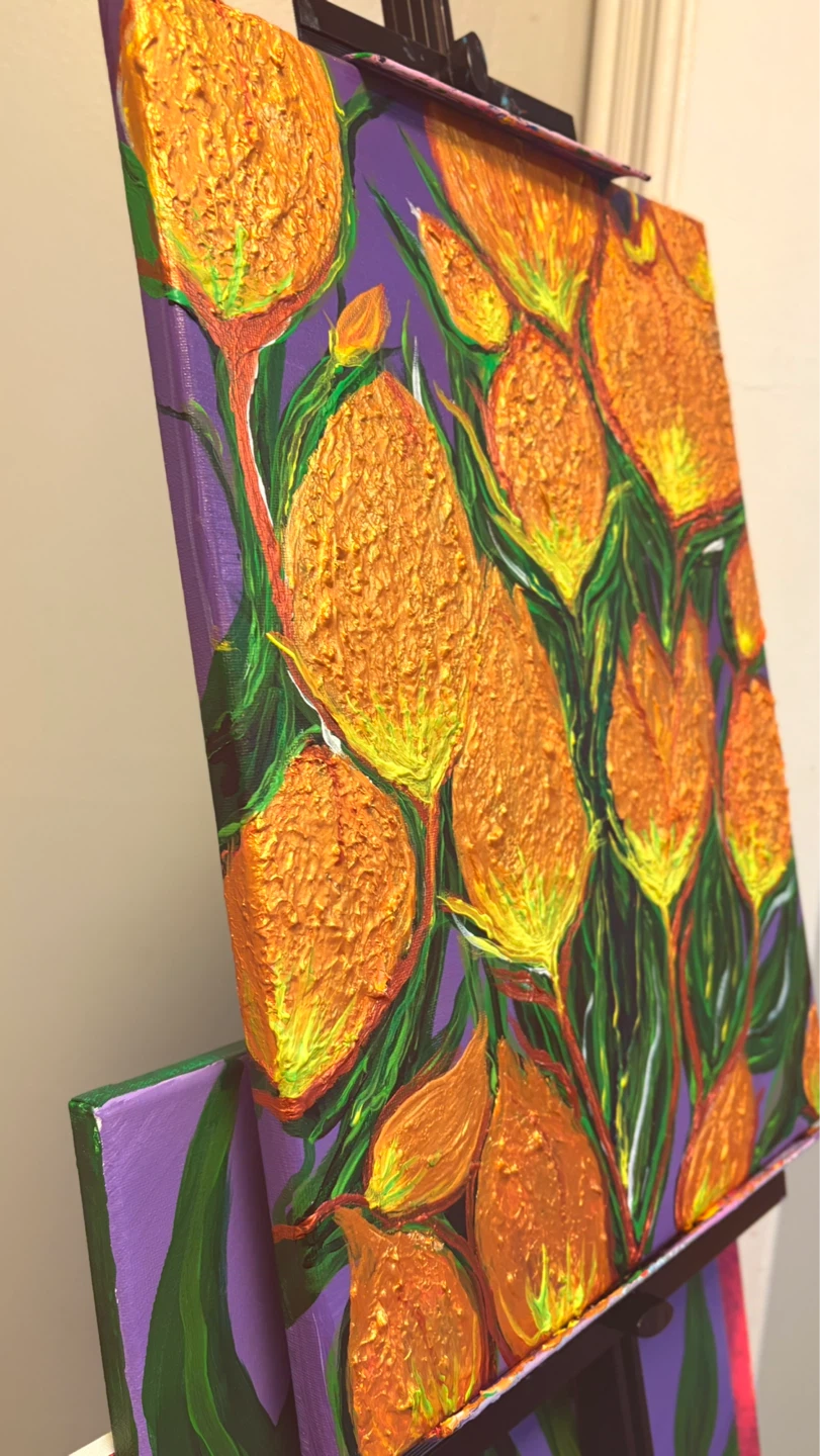 Textured Floral Canvas original Artwork - photo 3