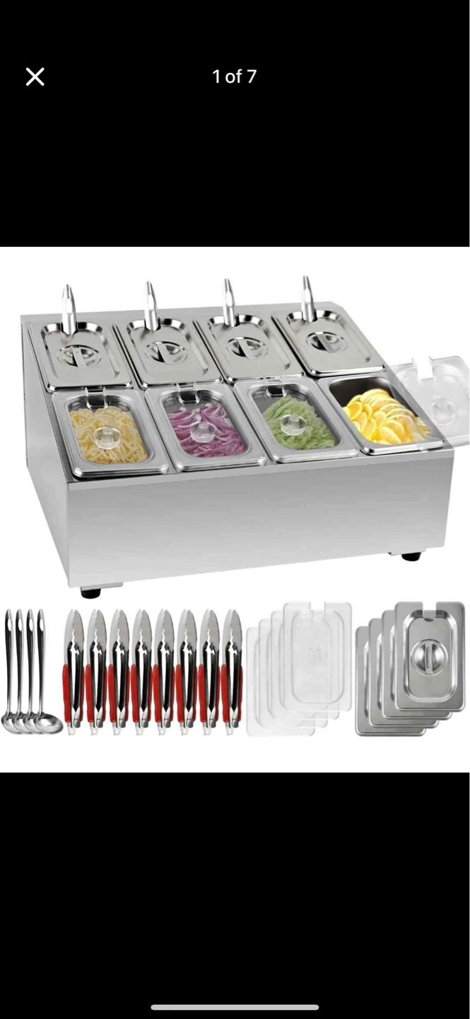 8-Compartment Stainless Steel Topping Dispenser