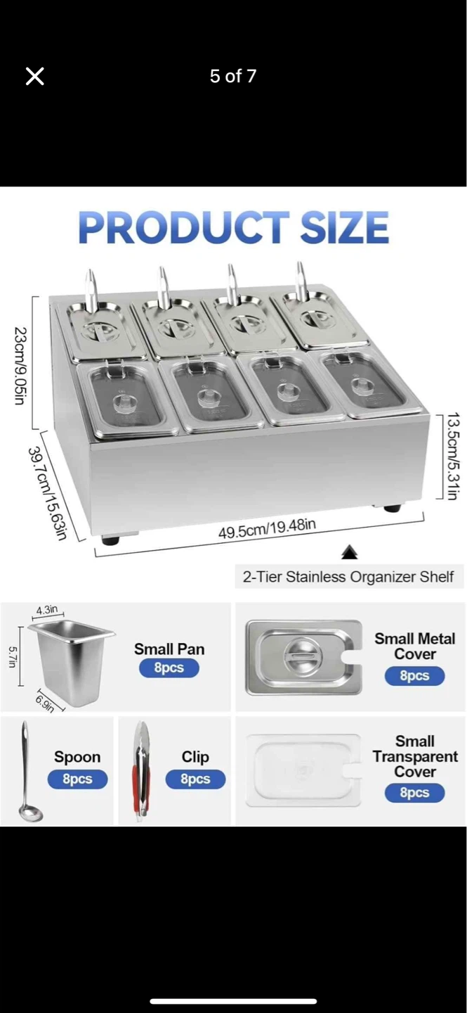 8-Compartment Stainless Steel Topping Dispenser - photo 3