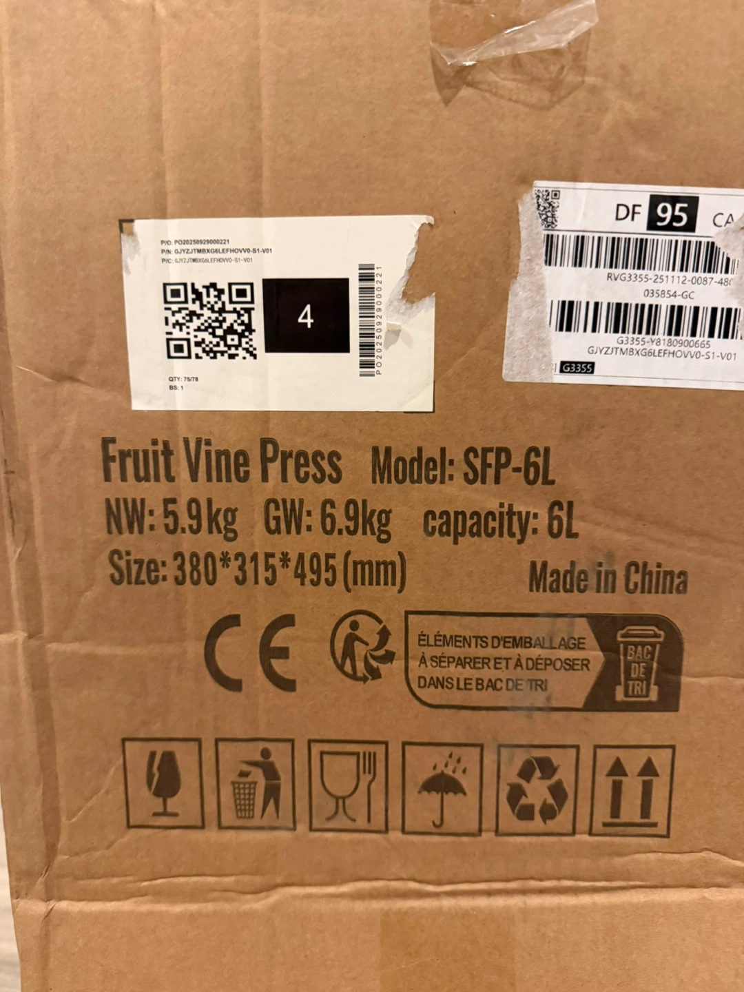 VEVOR Fruit Vine Press Model SFP-6L - 6 Liter Capacity