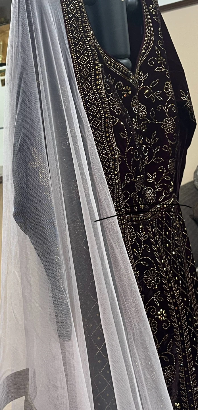 Velvet Anarkali Suit with Dupatta - photo 3