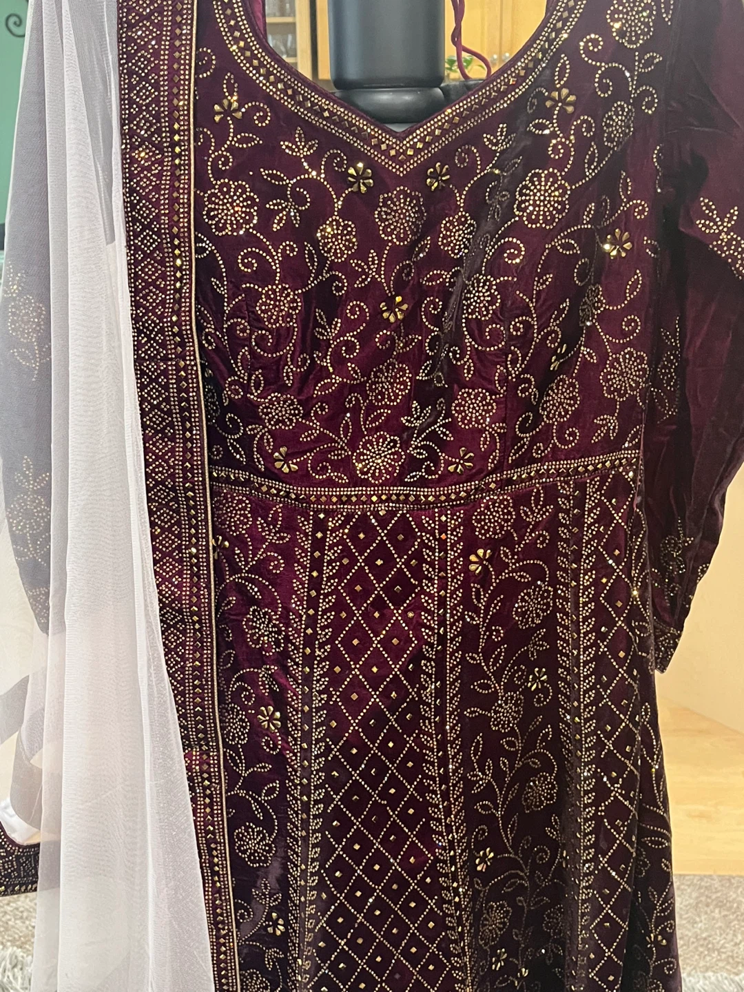 Velvet Anarkali Suit with Dupatta - photo 2