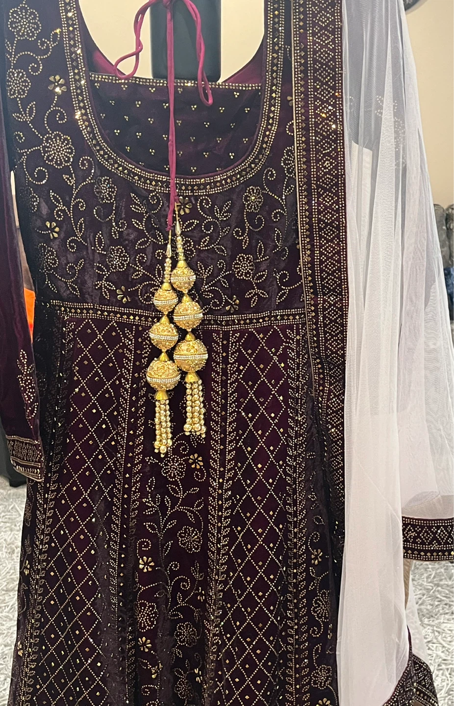 Velvet Anarkali Suit with Dupatta - photo 5