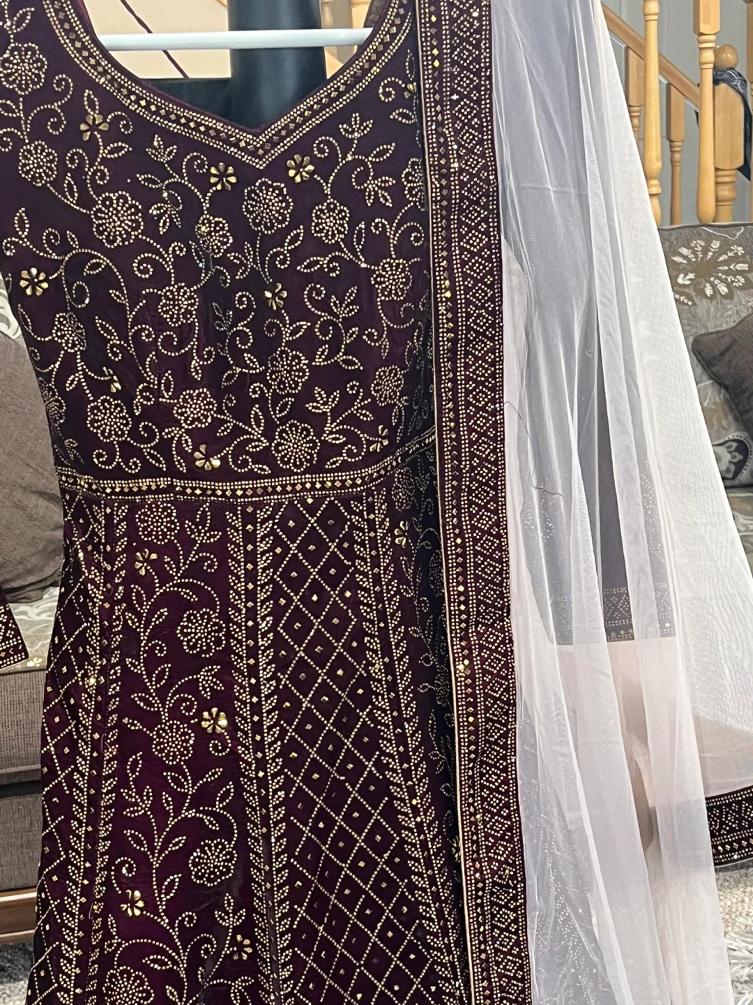 Velvet Anarkali Suit with Dupatta