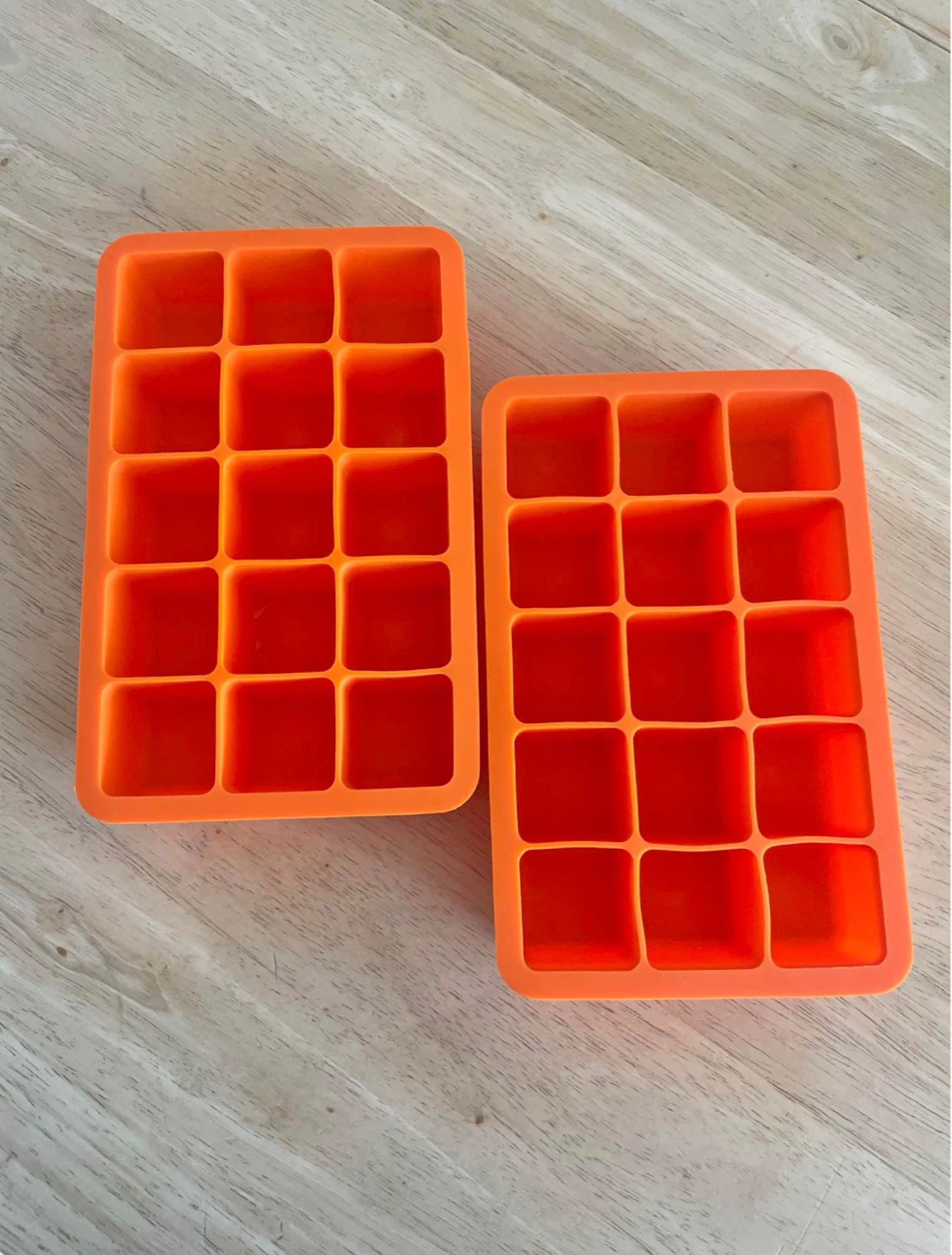 Set of 2 Orange Silicone Ice Cube Trays
