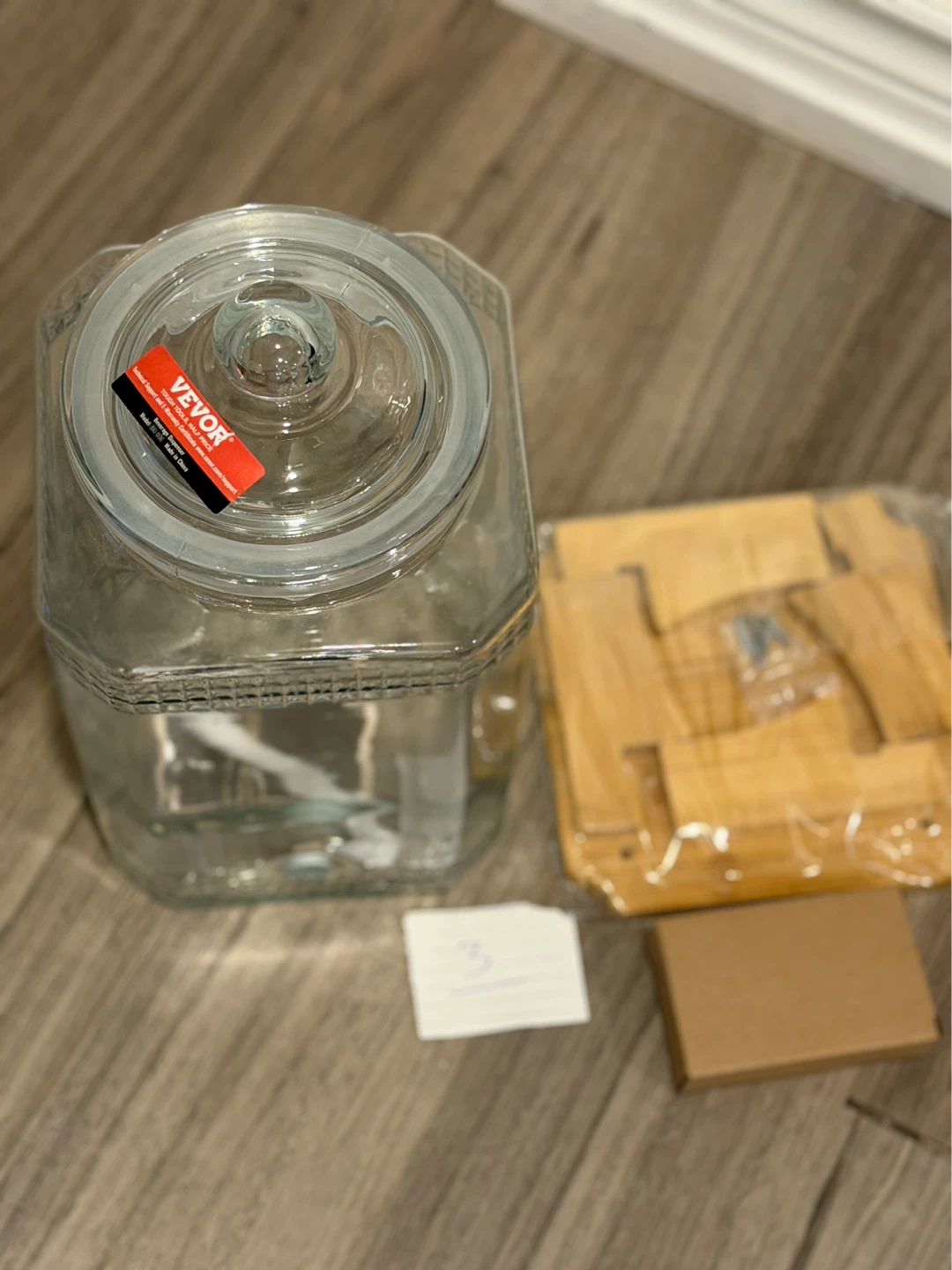 VEVOR Glass Beverage Dispenser with Bamboo Stand