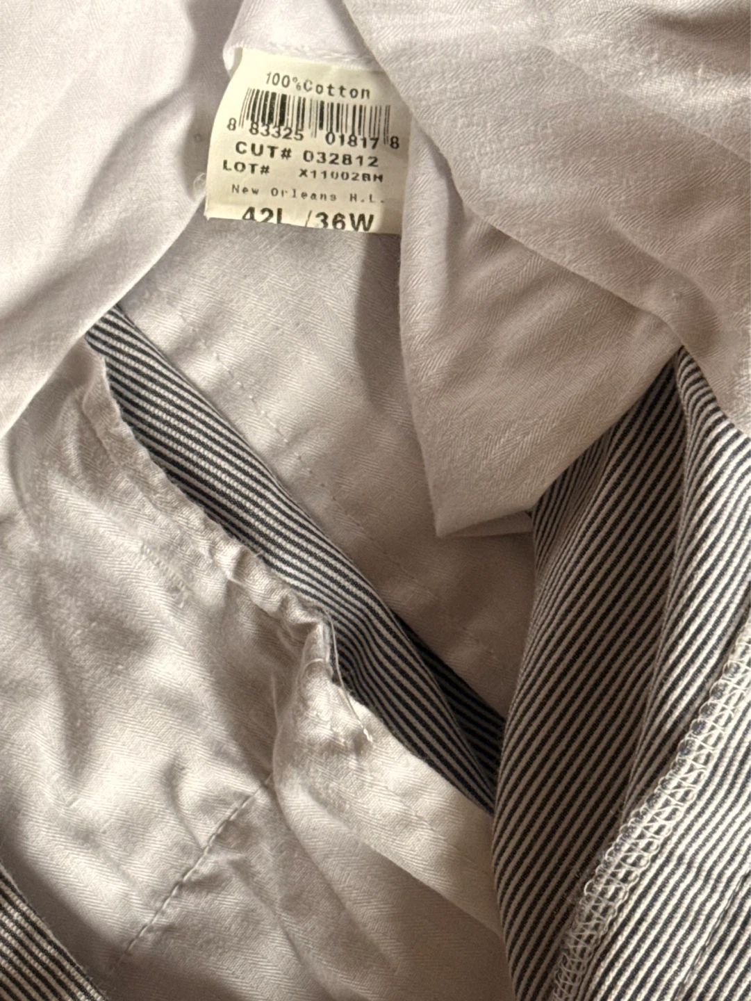 White/grey and light blue striper trousers. Size 42 - photo 2