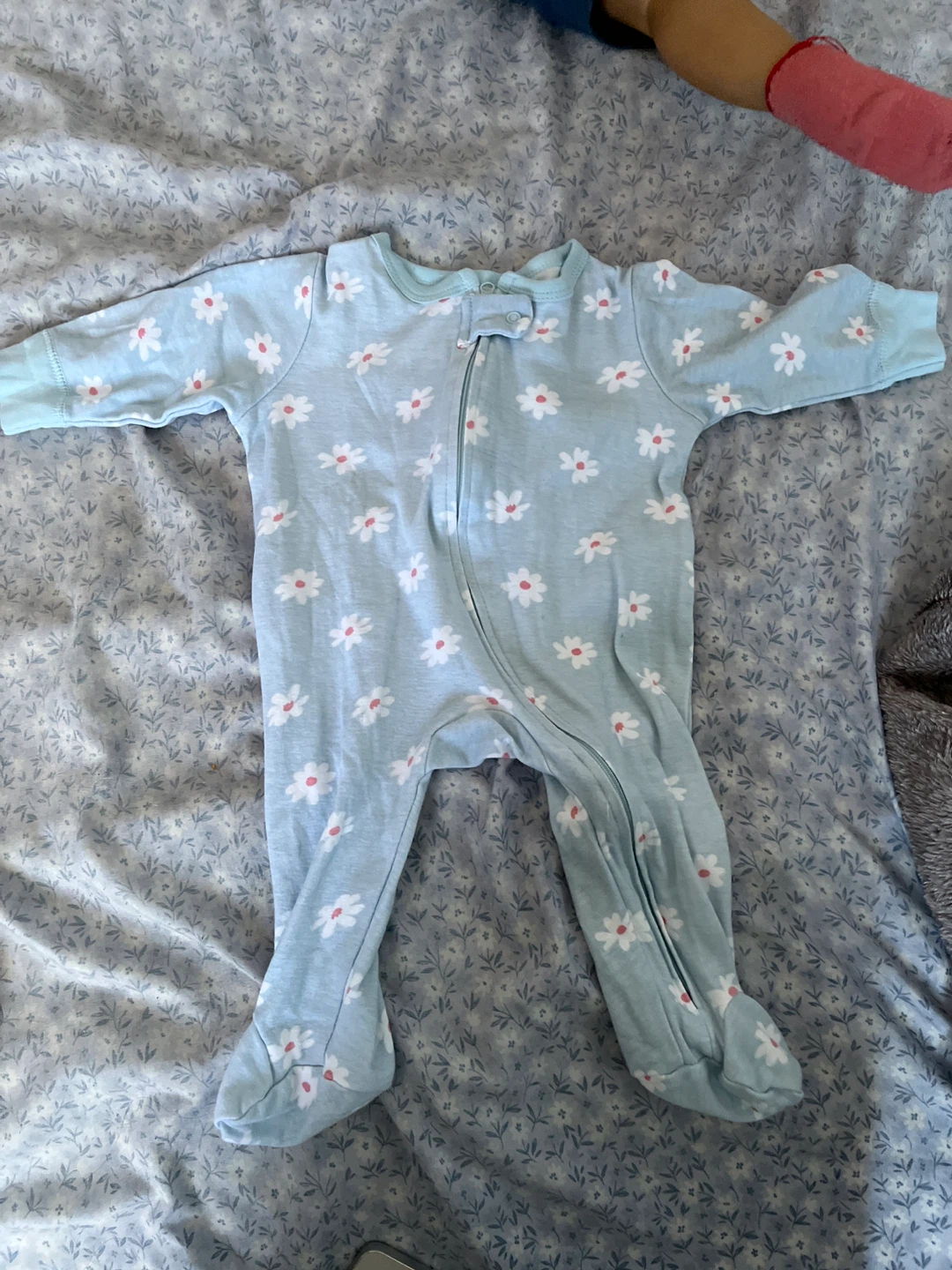 Baby Girls' Blue Daisy Footie Pajamas