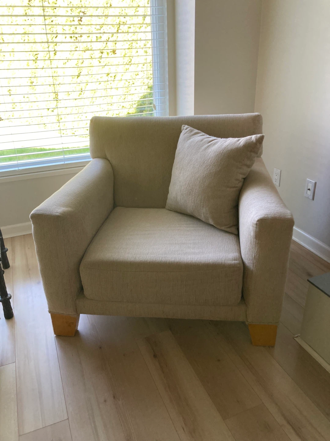 Beige Accent Chair with Pillow