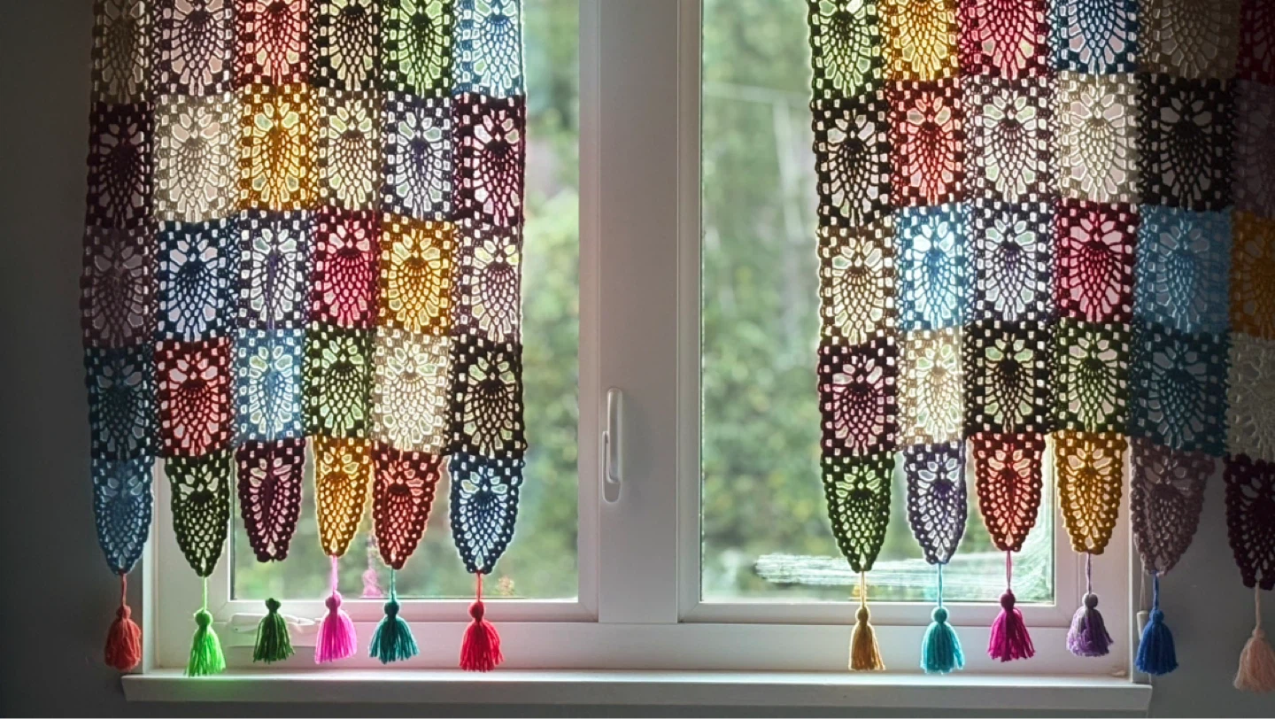 Handmade Crochet Valance with Tassels - photo 2