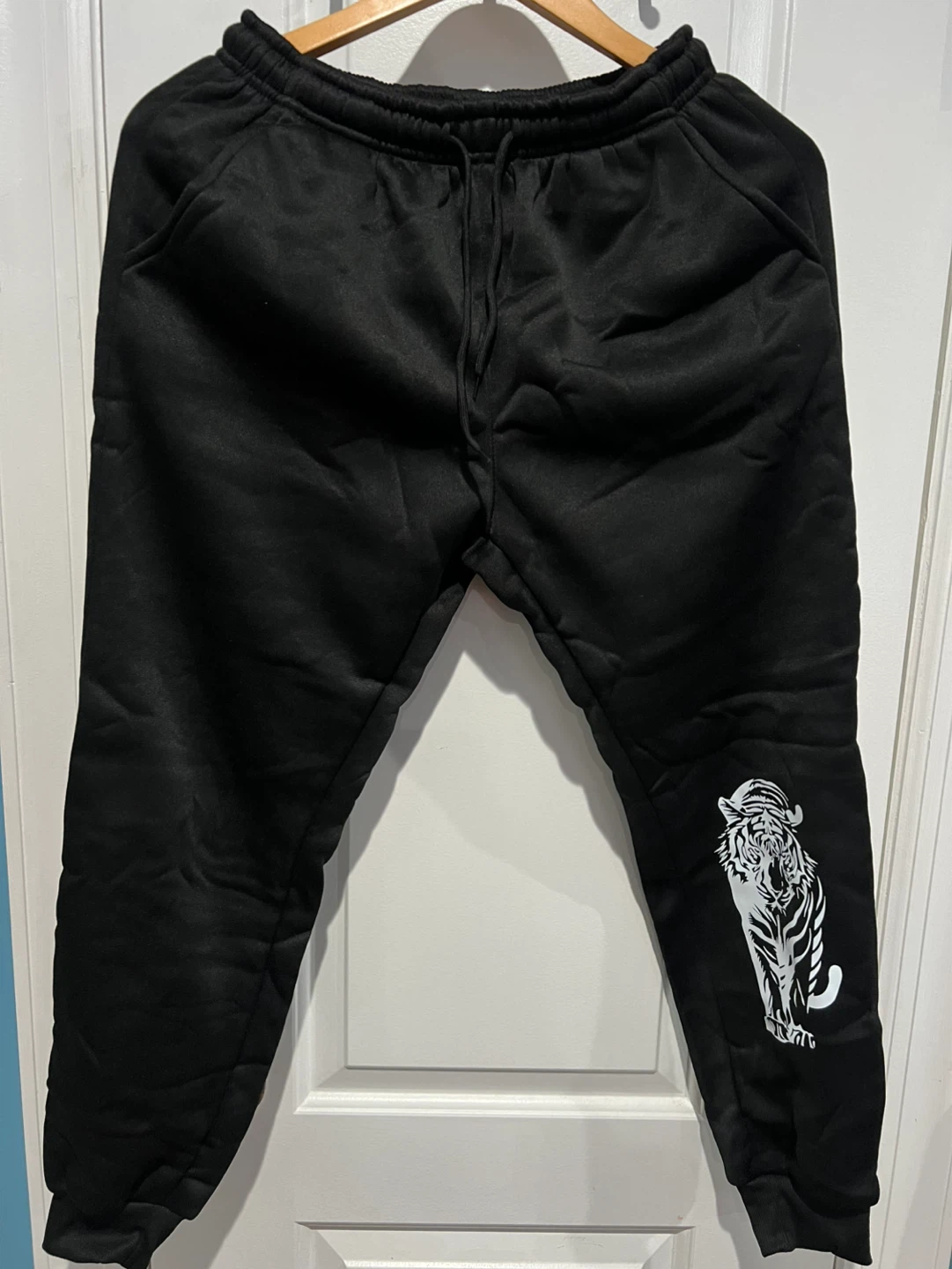 Black Joggers with Tiger Graphic - Size S
