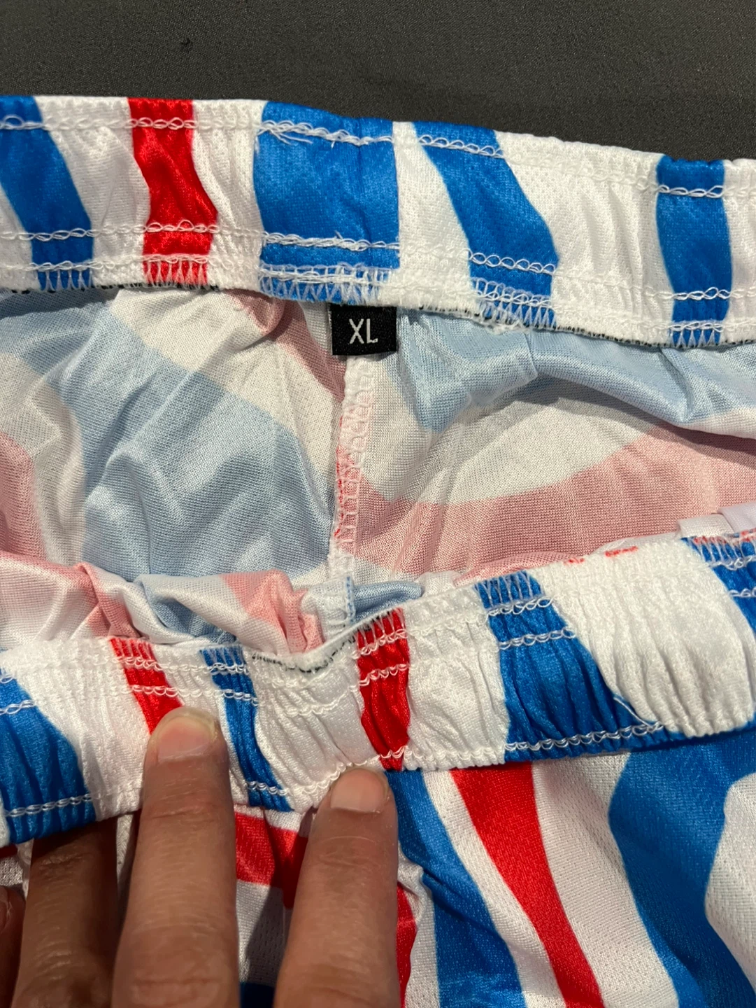 Red, White, and Blue Swirl Pattern Athletic Shorts Size XL - photo 3