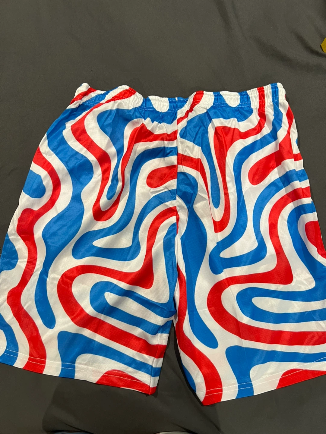 Red, White, and Blue Swirl Pattern Athletic Shorts Size XL - photo 2