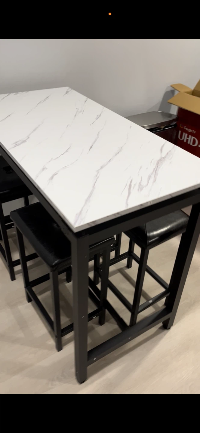 3-Piece Counter Height Dining Set with Faux Marble Top - photo 3