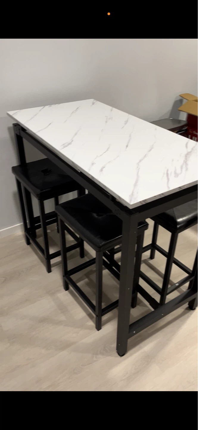 3-Piece Counter Height Dining Set with Faux Marble Top - photo 4