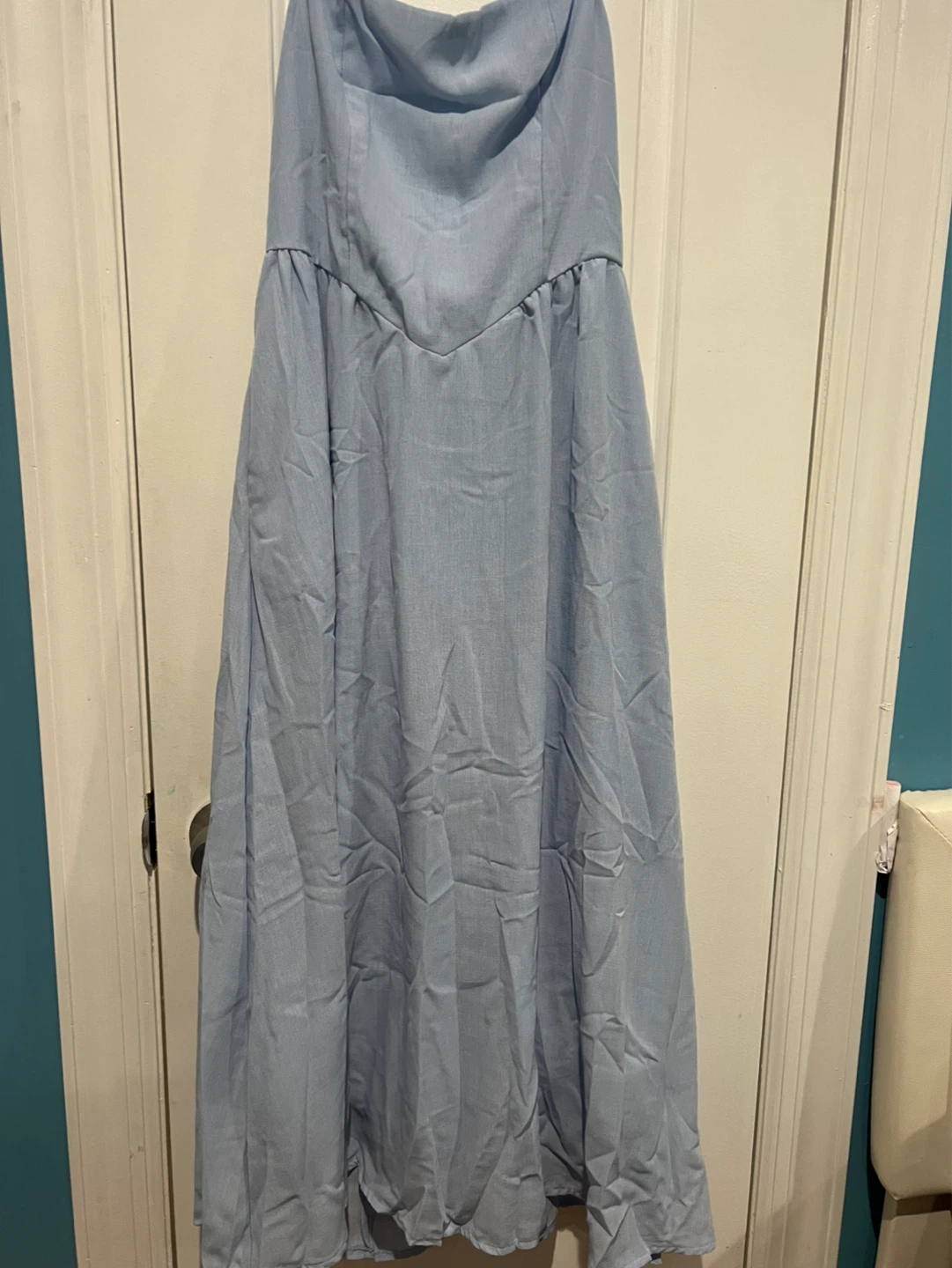 Light Blue Halter Neck Maxi Dress