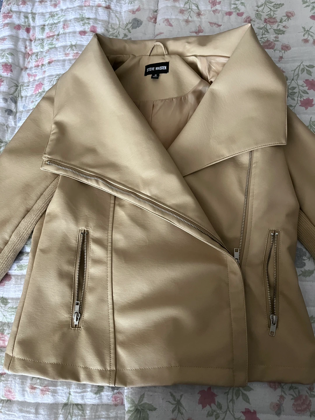 Steve Madden Tan Faux Leather Moto Jacket