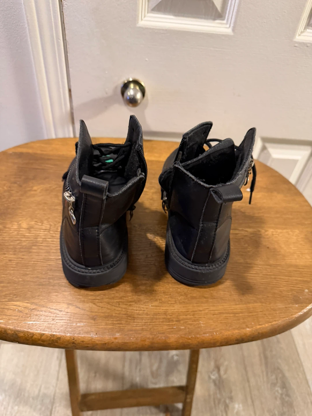 Black Combat Boots with Heart Detail - photo 3