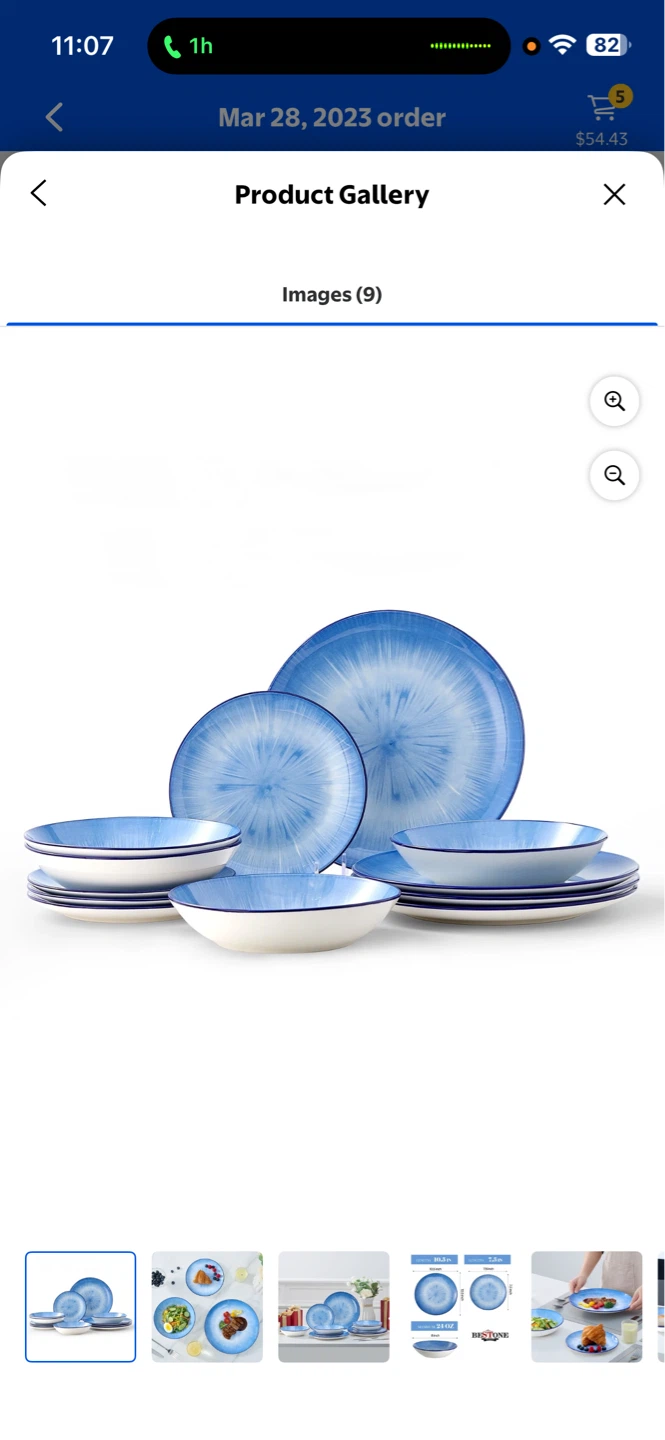 BESTONE Blue Swirl Dinnerware Set