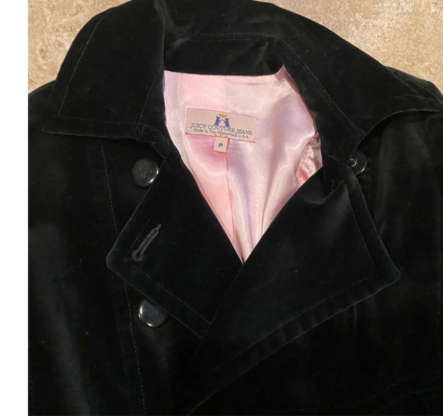 Juicy Couture Black Velvet Double-Breasted Jacket - photo 2