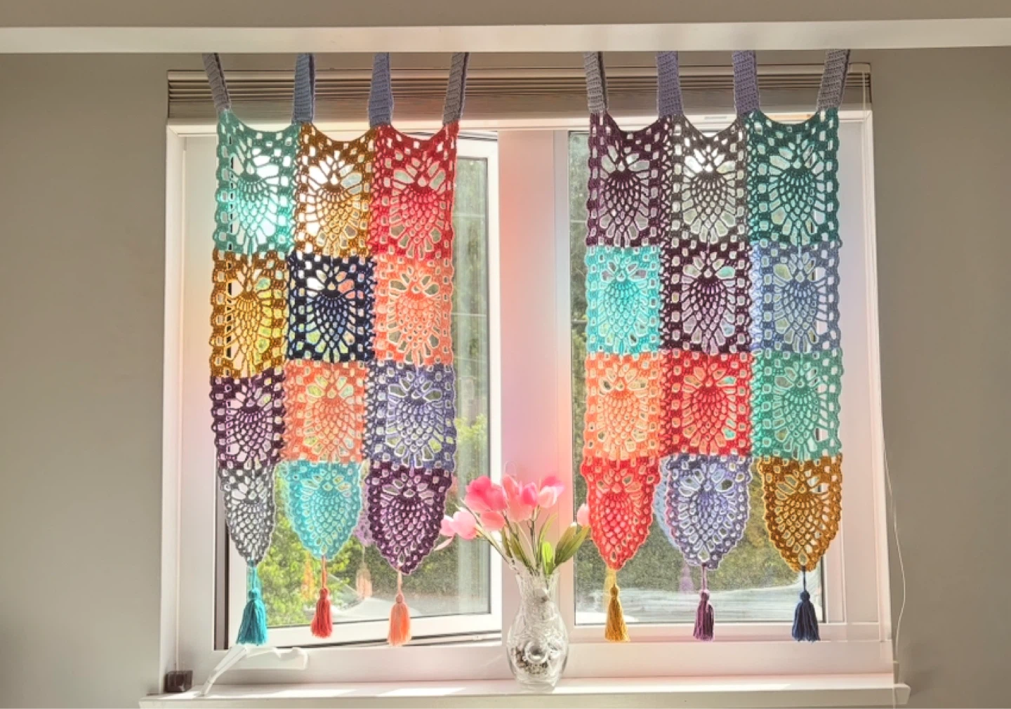 Handmade Crochet Cafe Curtains