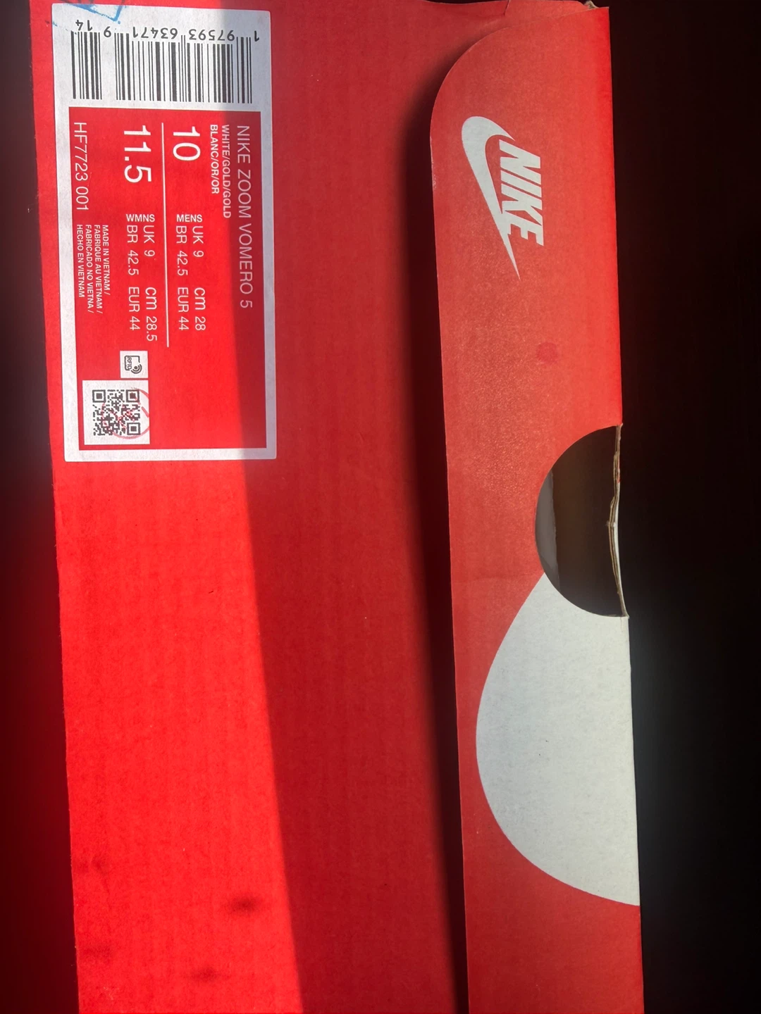 Nike Zoom Vomero 5 Men's Running Shoes White/Gold, Size 10 - photo 2